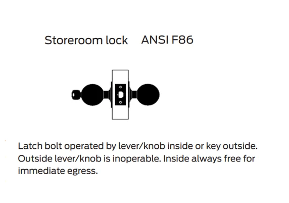 Falcon W581 HAN Grade 2 Storeroom Cylindrical Knob Lock w/ Hana Knob Style