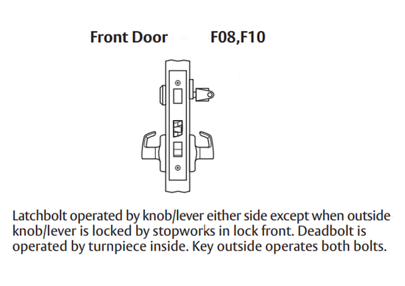 Arrow BM21 VG 26D Front Door Mortise Lock w/ V Lever and G Escutcheon, Satin Chrome Finish