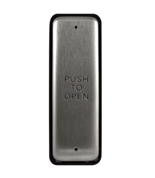 BEA 10PBJ  1-1/2" x 4-3/4" Stainless Steel Jamb Push Plate w/ "Push to Open" Text