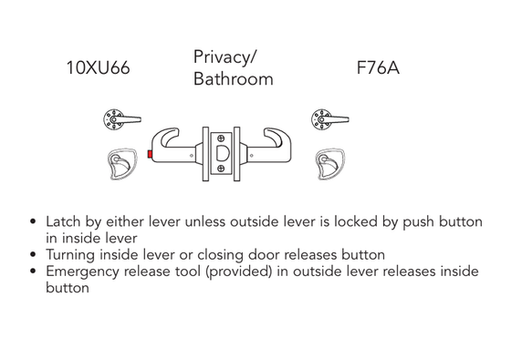 Sargent V06-10XU66 VSLL 26D Privacy/Bathroom Cylindrical Lock w/ Inside Status Indicator