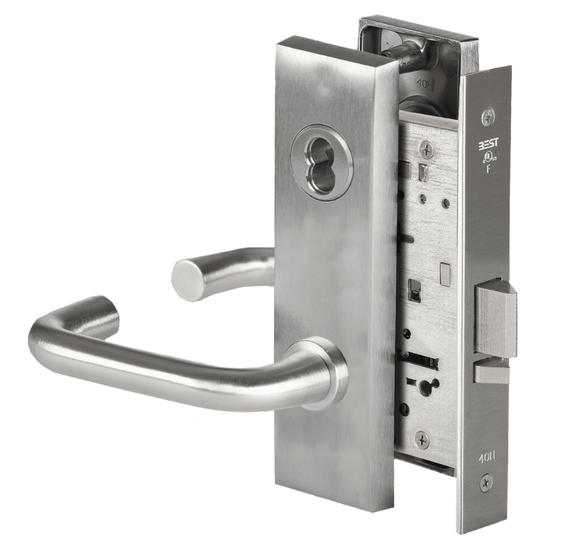BEST 45H7D 3M 626 Storeroom Mortise Lever Lock w/ 3 Lever and M Escutcheon, Satin Chrome Finish
