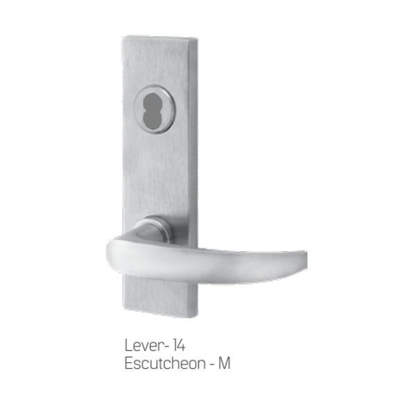 BEST 45H7R 14M 626 Classroom Mortise Lever Lock w/ 14 Lever and M Escutcheon, Satin Chrome Finish