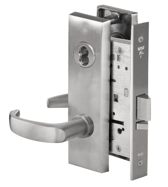 BEST 45H7R 14M 626 Classroom Mortise Lever Lock w/ 14 Lever and M Escutcheon, Satin Chrome Finish