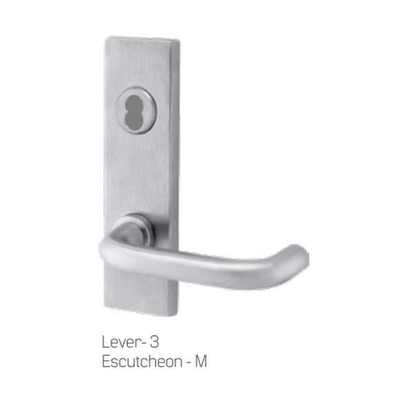 BEST 45H7AB 3M 626 Office Mortise Lever Lock w/ 3 Lever and M Escutcheon, Satin Chrome Finish
