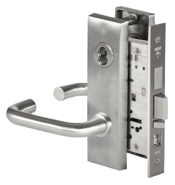 BEST 45H7AB 3M 626 Office Mortise Lever Lock w/ 3 Lever and M Escutcheon, Satin Chrome Finish