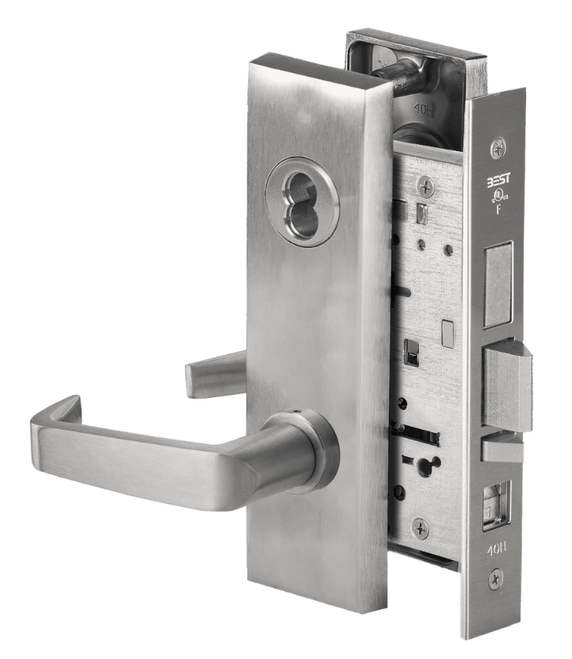BEST 45H7AB 15M 626 Office Mortise Lever Lock w/ 15 Lever and M Escutcheon, Satin Chrome Finish