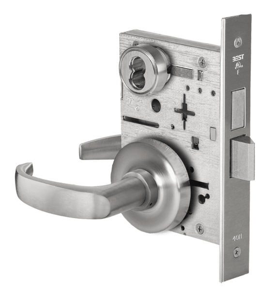 BEST 45H7T 14R 626 Dormitory Mortise Lever Lock w/ 14 Lever and R Rose, Satin Chrome Finish