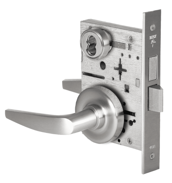 BEST 45H7T 16R 626 Dormitory Mortise Lever Lock w/ 16 Lever and R Rose, Satin Chrome Finish