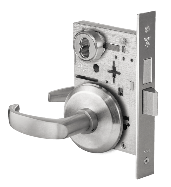 BEST 45H7T 14S 626 Dormitory Mortise Lever Lock w/ 14 Lever and S Rose, Satin Chrome Finish