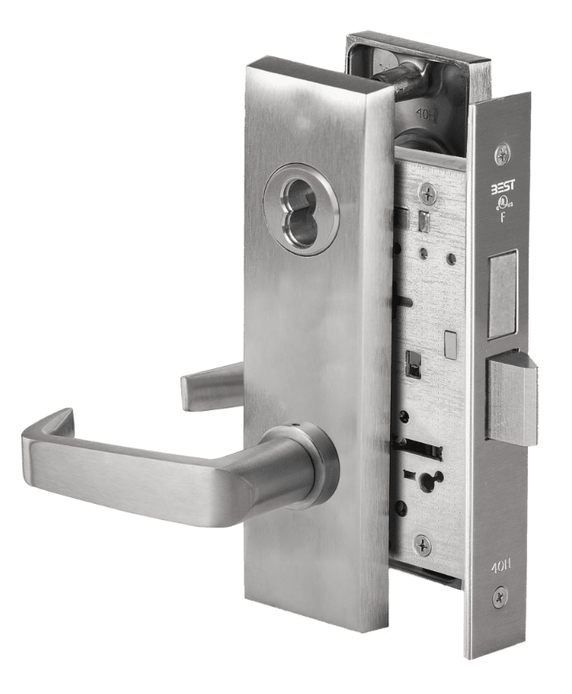 BEST 45H7T 15M 626 Dormitory Mortise Lever Lock w/ 15 Lever and M Escutcheon, Satin Chrome Finish