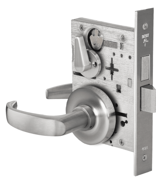 BEST 45H0L 14R 626 Privacy Mortise Lever Lock w/ 14 Lever and R Rose, Satin Chrome Finish
