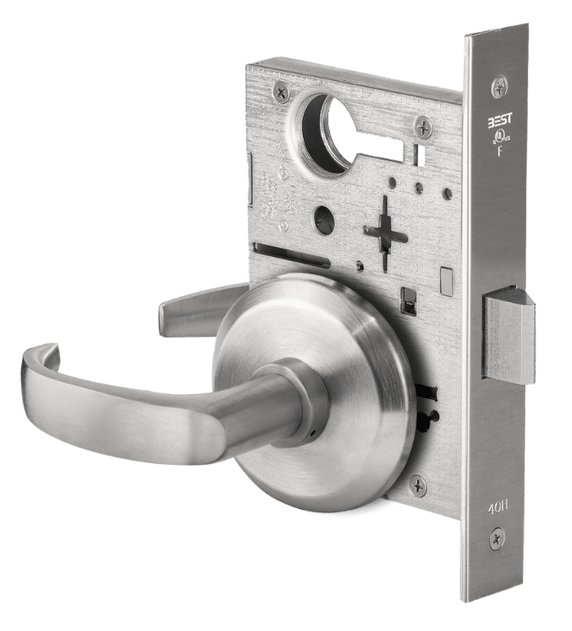 BEST 45H0N 14S 626 Passage Mortise Lever Lock w/ 14 Lever and S Rose, Satin Chrome Finish