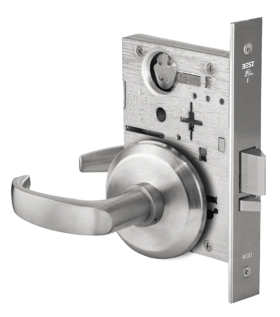 BEST 45H0NX 14S 626 Exit Mortise Lever Lock w/ 14 Lever and S Rose, Satin Chrome Finish