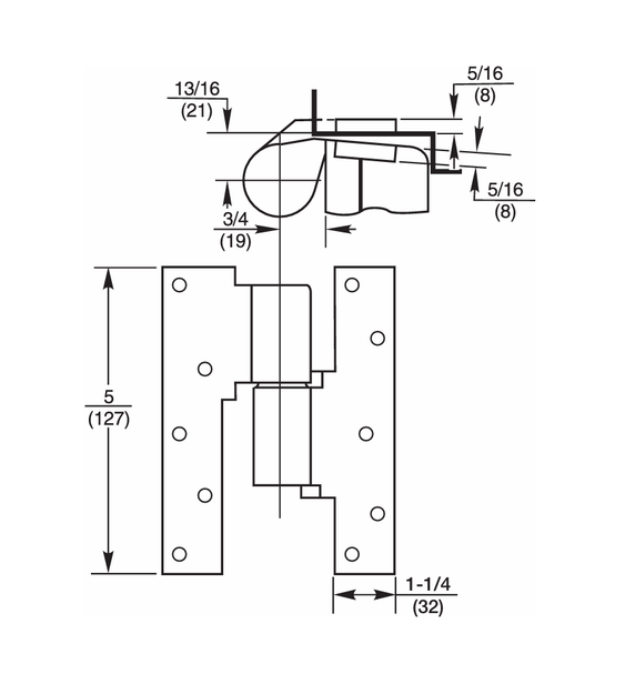 Rixson ML19 X 1-3/4 Door 3/4" Offset Intermediate Pivot for 1-3/4" Door
