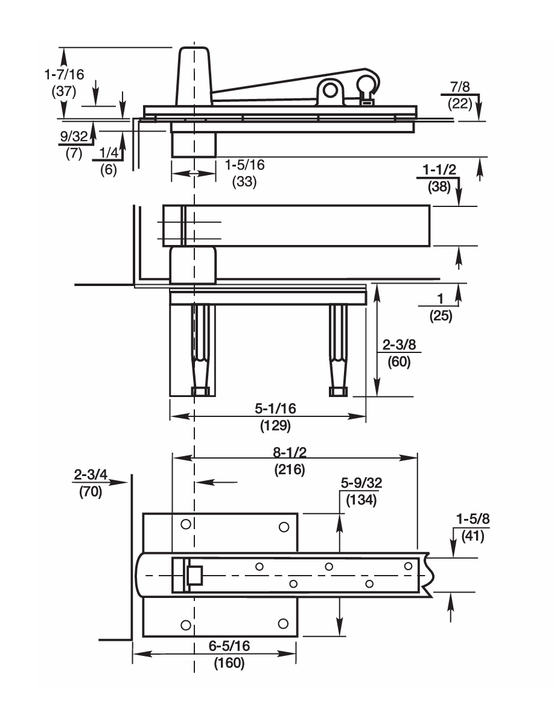 Rixson H117-3/4 Center Hung Pivot for 2" Minimum Thick Doors, Includes H340 Top Pivot