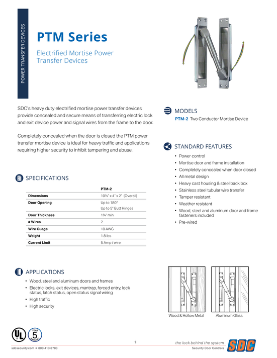 SDC PTM-2 Heavy Duty Series Electric Power Transfer Device, Two (2) 18 Gauge Conductor at 5 Amp