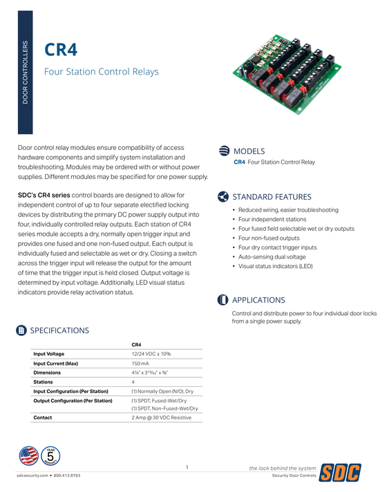 SDC CR4 Door Control Board for Power Supplies
