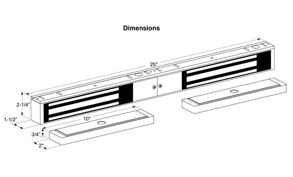 SDC 352V Double Narrow Magnetic Lock, 1200 lbs Holding Force