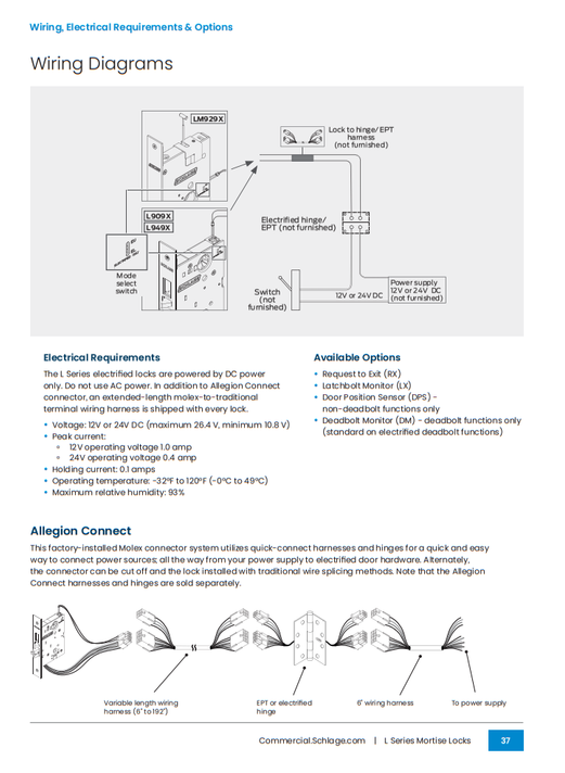 Schlage L9492ELP 06A Electrified w/ Deadbolt Mortise Lock, Fail Safe, Outside Cylinder