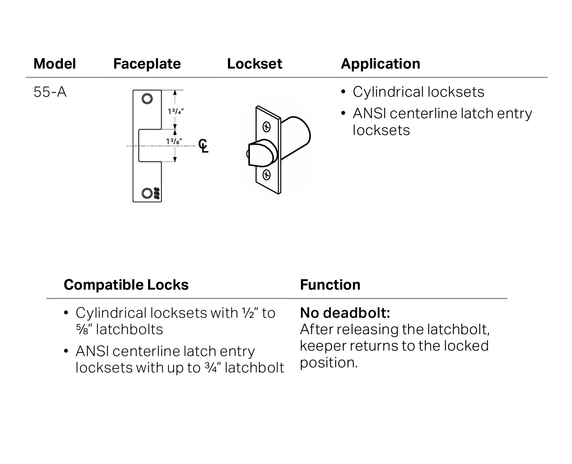 SDC 55-AU Uniflex Heavy Duty Electric Strike for Cylindrical Locksets, Satin Stainless Steel Finish