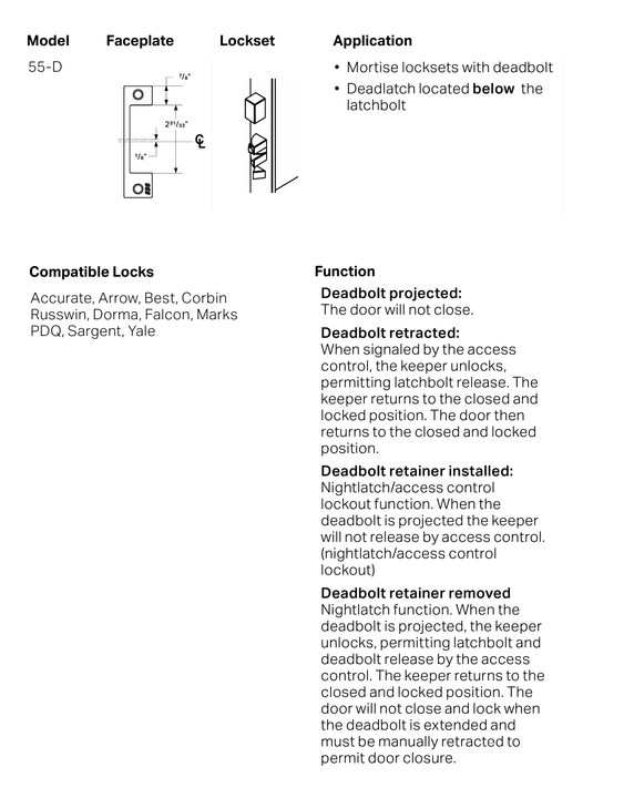 SDC 55-DU Uniflex Heavy Duty Electric Strike for Mortise Locks w/ Deadbolt, Satin Stainless Steel Finish