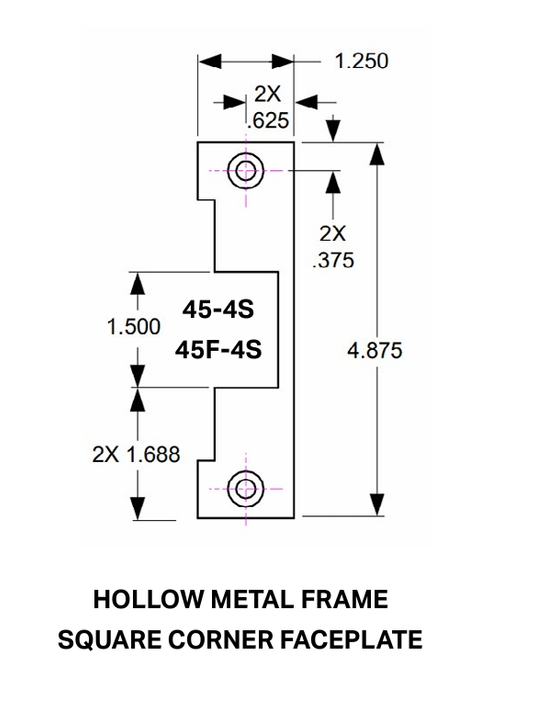 SDC 45-4SU Electric Strike w/ 4-7/8" Square Corner Faceplate