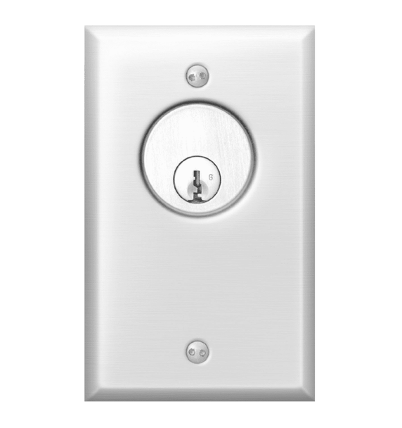 SDC 702U Single Gang Keyswitch, Momentary SPDT Contact, Satin Stainless Steel Finish