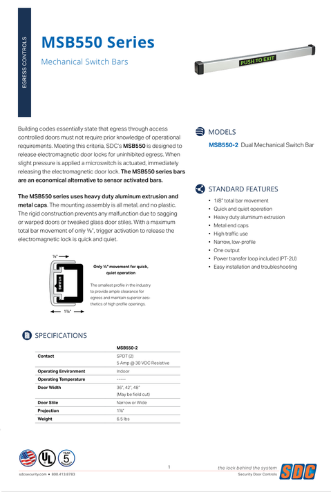 SDC MSB550-2 Dual Mechanical Switch Bar