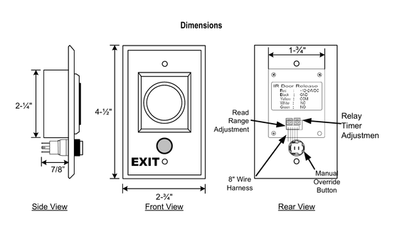 SDC 474MU Single Gang No Touch Sensor w/ Manual Override Button, Satin Stainless Steel Finish
