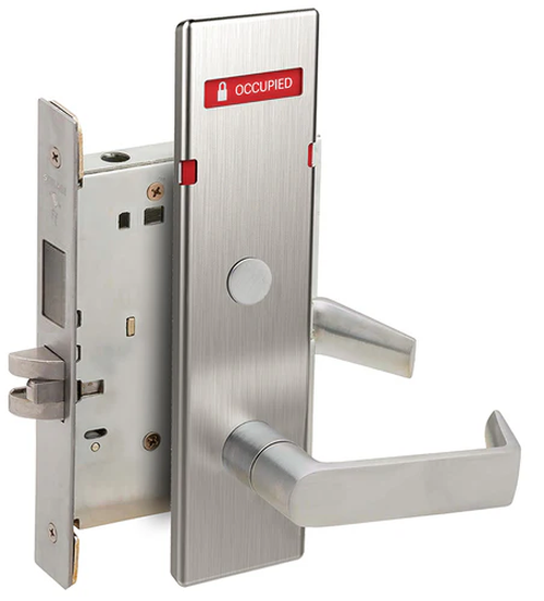 Schlage L9444 06N OS-OCC Bath/bedroom Privacy Mortise Lock w/ Deadbolt, Exterior Vacant/Occupied Indicator