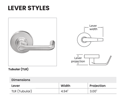 Schlage PC10 TLR Grade 1 Passage Cylindrical Lock, Tubular Style
