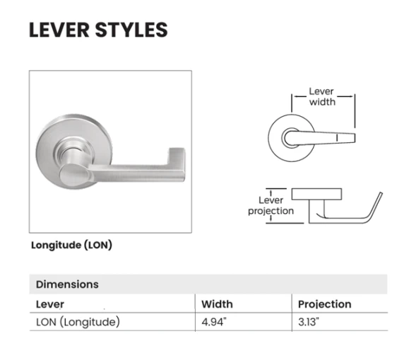 Schlage PC170 LON Grade 1 Single Dummy Cylindrical Lock, Longitude Style