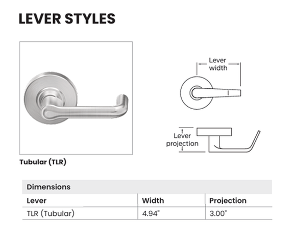 Schlage PC170 TLR Grade 1 Single Dummy Cylindrical Lock, Tubular Style