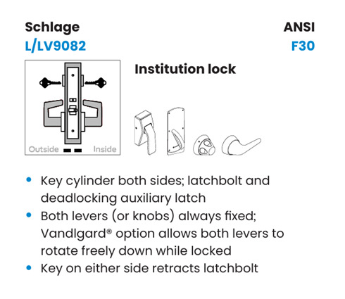 Schlage L9082B LATA Institution Mortise Lock, SFIC Prep Less Core w/ Latitude Lever and A Rose