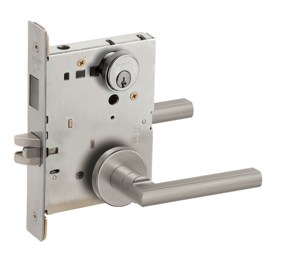 Schlage L9473P LATA Dormitory/bedroom Mortise Lock with Deadbolt, Conventional Cylinder w/ Latitude Lever and A Rose