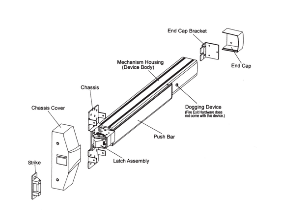 Dexter ED1000-R-EO Grade 1 Rim Exit Device, Exit Only