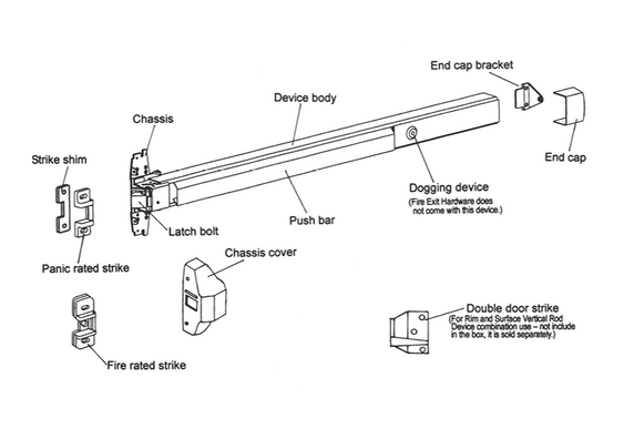 Dexter ED1500-R-EO Grade 1 Rim Exit Device, Exit Only