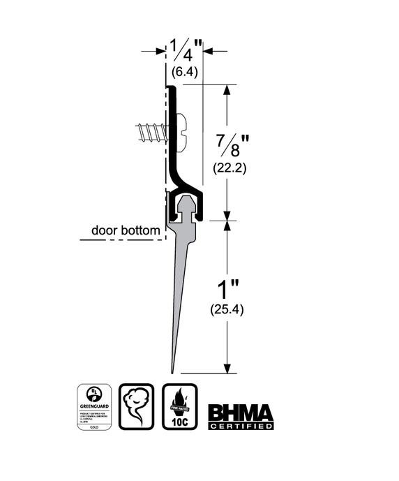 Pemko 307AV Door Bottom Sweep w/ Vinyl Insert, Mill Aluminum Finish