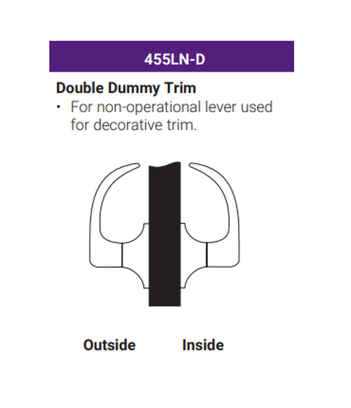 Accentra (Yale) AU455LN-D Grade 1 Double Dummy Lever Trim
