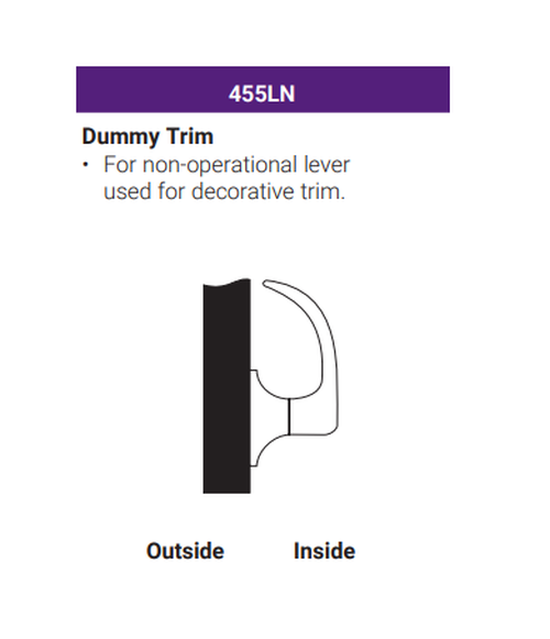 Accentra (Yale) PB455LN Grade 1 Dummy Lever Trim