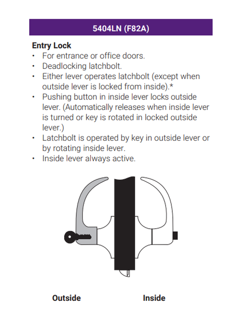 Accentra (Yale) MO5404LN Grade 1 Entry Cylindrical Lever Lock