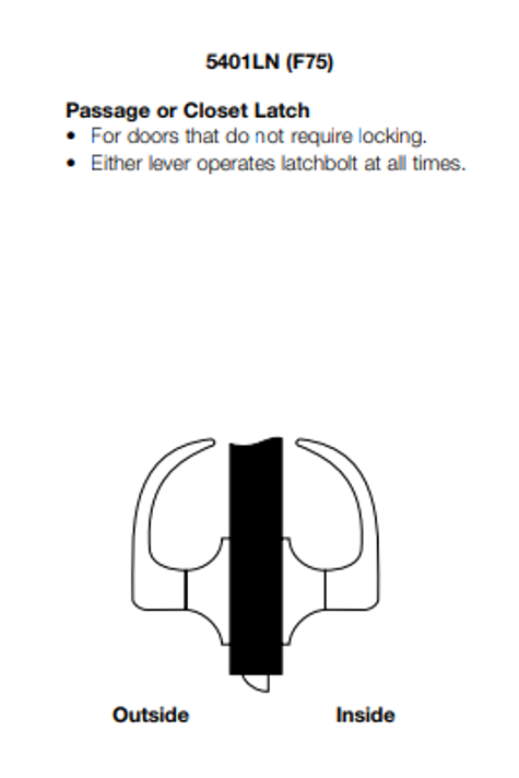 Yale PB5401LN Grade 1 Passage Lever Lock