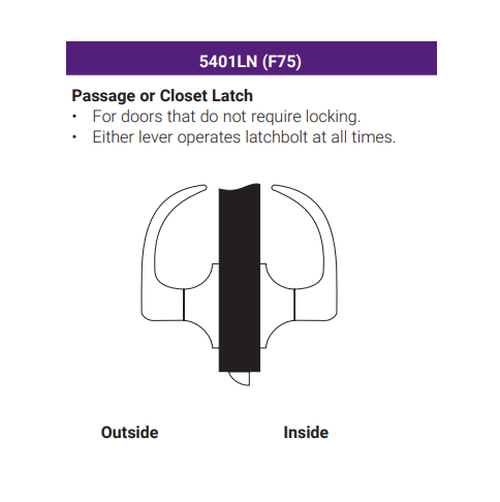 Accentra (Yale) PB5401LN Grade 1 Passage Lever Lock