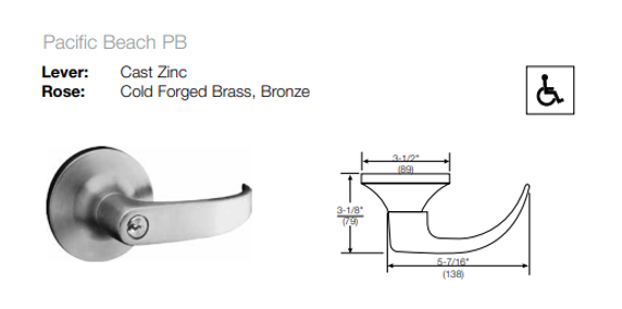 Yale PB5404LN Grade 1 Entry Cylindrical Lever Lock