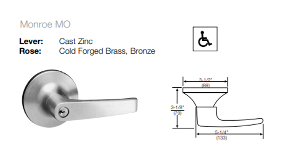 Yale MO5408LN Grade 1 Classroom Cylindrical Lever Lock