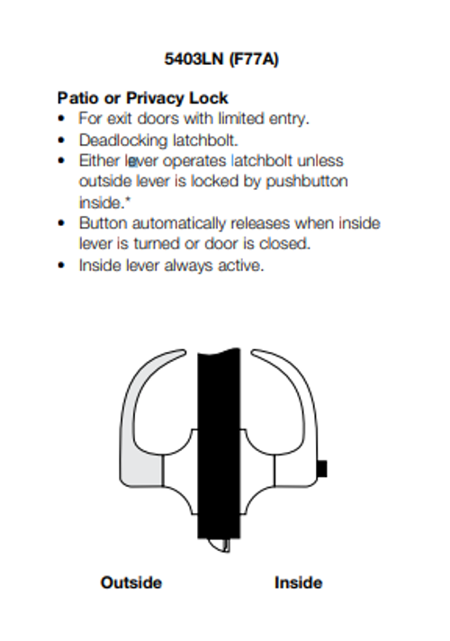 Yale PB5403LN Grade 1 Patio Lever Lock