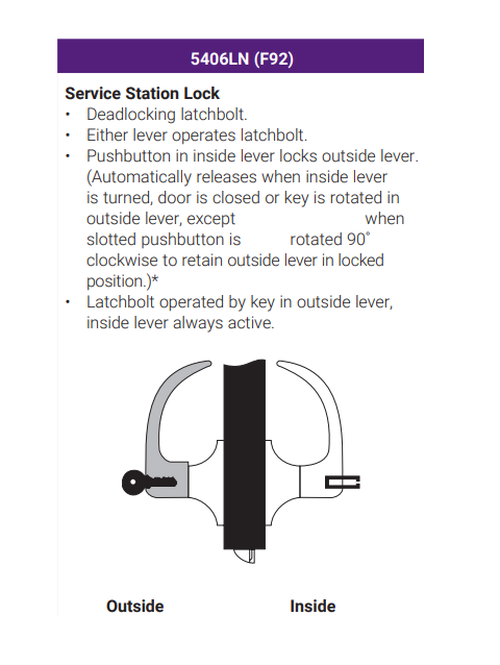 Accentra (Yale) AU5406LN Grade 1 Service Station Cylindrical Lever Lock