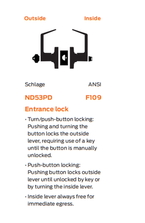 Schlage ND53JD BRW - Heavy Duty Entrance Lever Lock - Accepts large format IC core