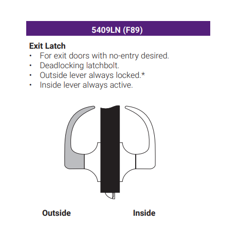 Accentra (Yale) MO5409LN Grade 1 Exit Lever Latch