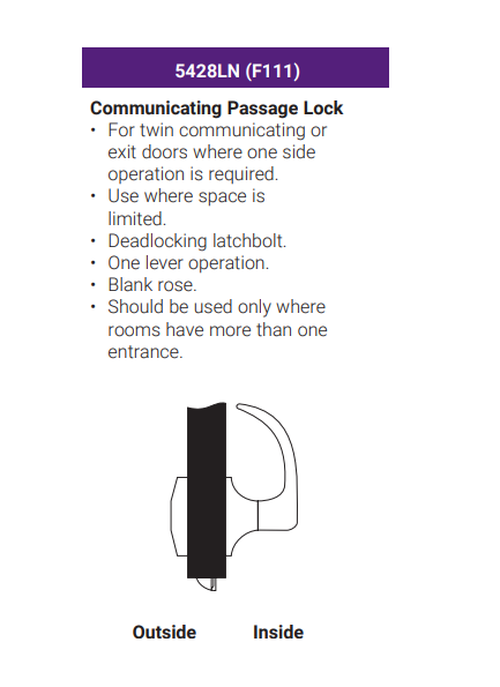 Accentra (Yale) MO5428LN Grade 1 Communicating Passage Lever Lock